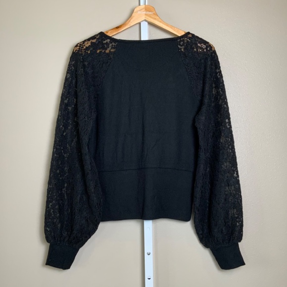 Anthropologie Lace-Sleeve Sweater Top - Picture 13 of 16
